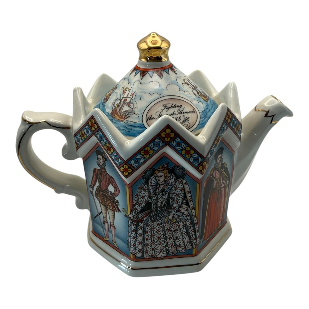 Sadler England Teapot Set – Henry VIII &‎ Elizabeth I Crown Top Vintage - Picture 3 of 16